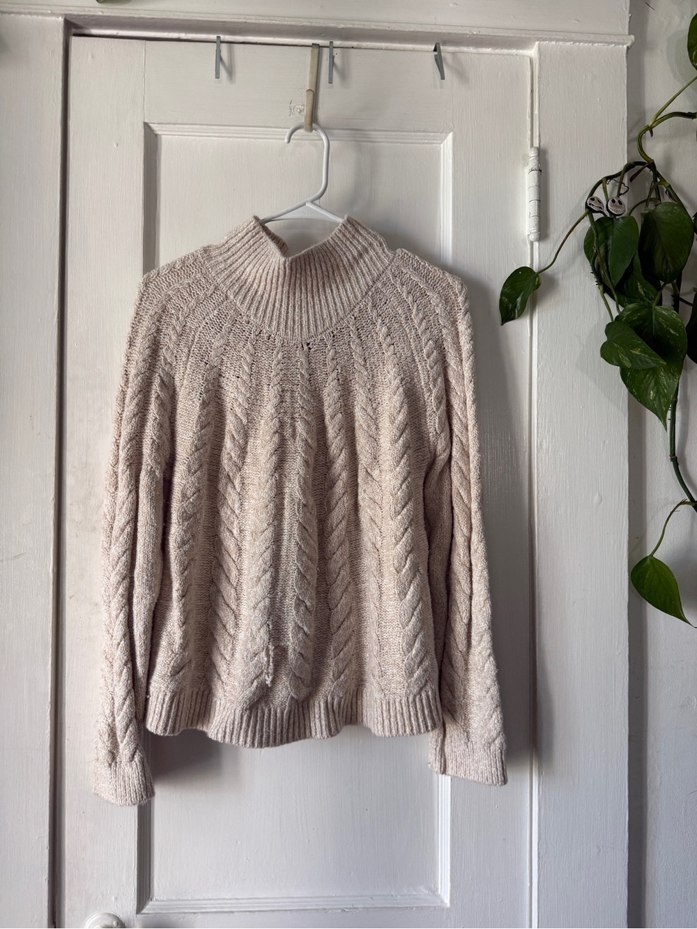 Knox Rose Cream Cable Knit Turtleneck Sweater